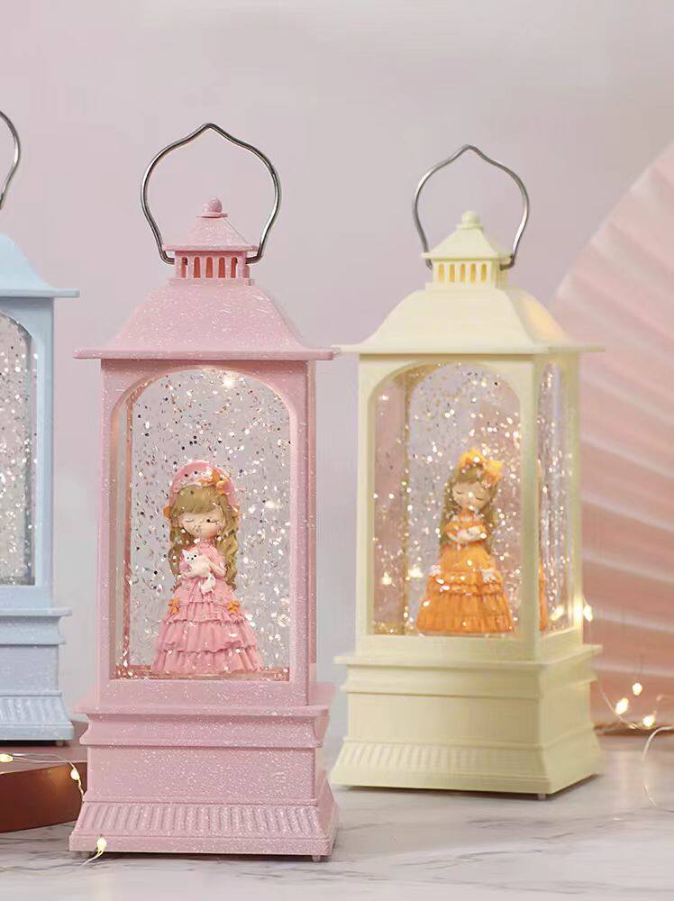 뮤직 박스 어린이 선물 회전하는 눈 장식품 귀여운 공주 수정 구슬 소녀를 위한 생일 선물 야간 조명