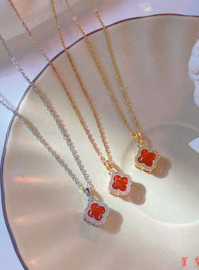 满钻四叶草项链女款2026新款爆款轻奢小众生日礼物送女友高级饰品