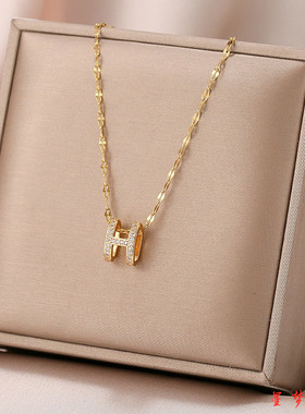 【不掉色】h字母项链女18K金轻奢小众2025新款气质锁骨链生日礼物