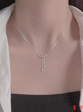 新款s925纯银小蝴蝶锁骨项链女