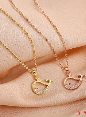 轻奢风镂空小鲸鱼吊坠项链女