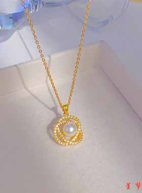 山茶花珍珠项链女爆款轻奢小众设计高级感锁骨链送闺蜜生日礼物