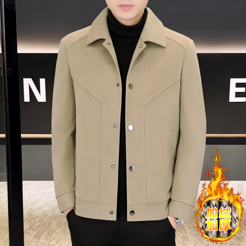 男士加绒翻领夹克轻奢外衣