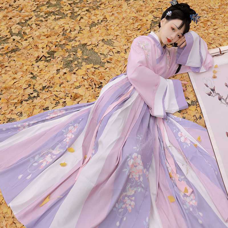 汉服原创正品女兰莺晋制中国风交领齐腰襦裙4.5米整套古风超仙气