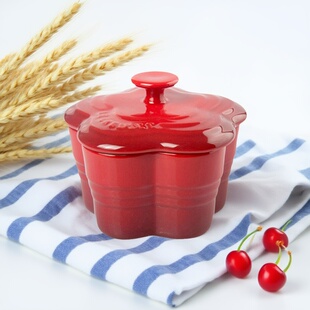 法国酷彩LE CREUSET炻瓷有盖花形碗烘培烤罐甜品辅食炖盅汤碗