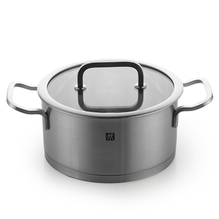 德国双立人Moment系列16cm双耳奶锅 汤锅 炖锅玻璃锅盖进口不锈钢