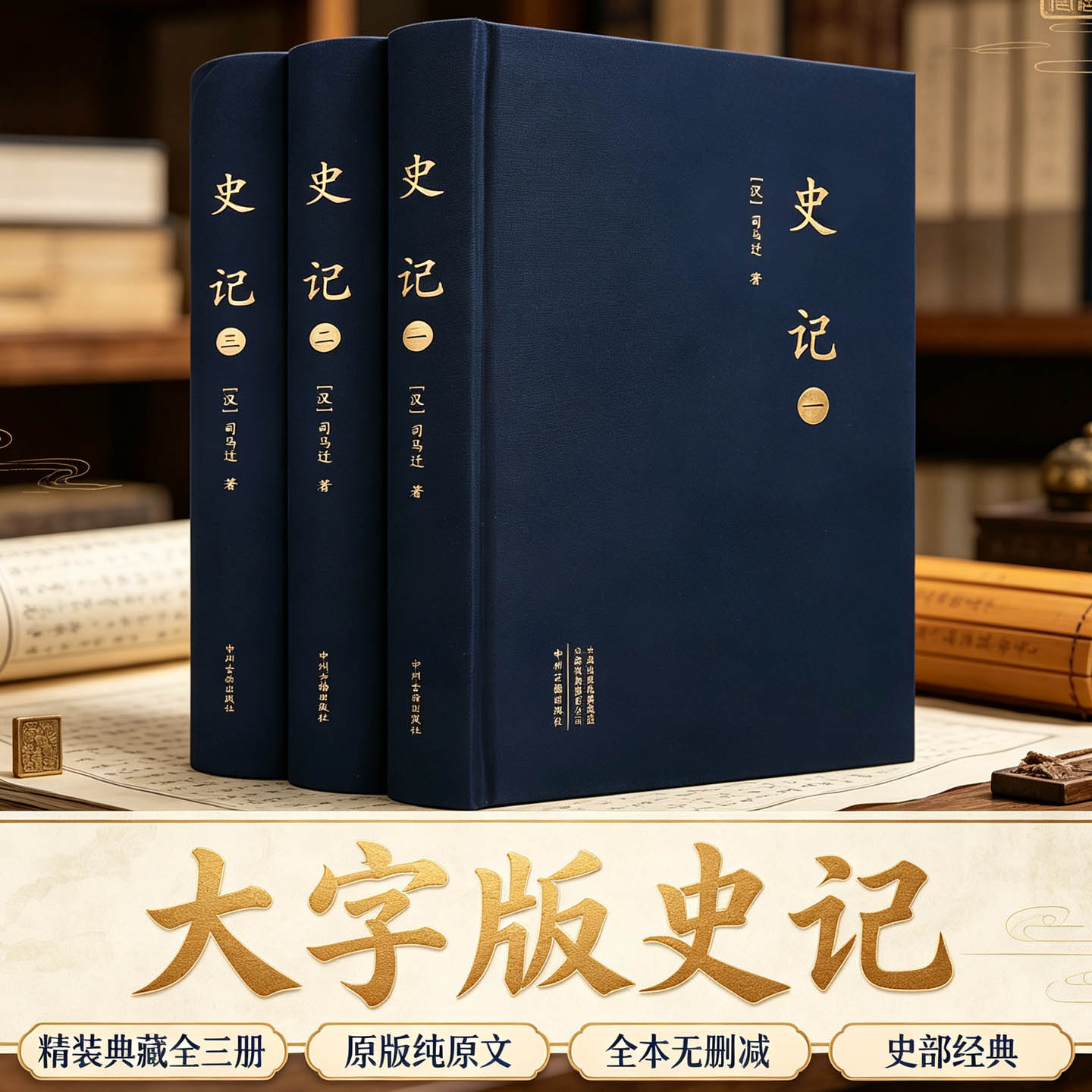 【大字版】史记司马迁全三册史记全册正版原著文言文版原版全册全本无删减成人青少年版品读中华国学故事中国历史中国通史书籍