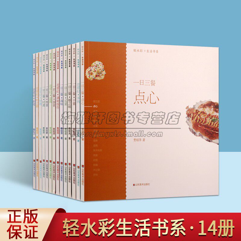 轻水彩生活书系全套14册水彩画绘画技法生活花卉蔬菜美食生活中国水彩绘画技法步骤图水粉线描艺术作品著作山东美术出版社