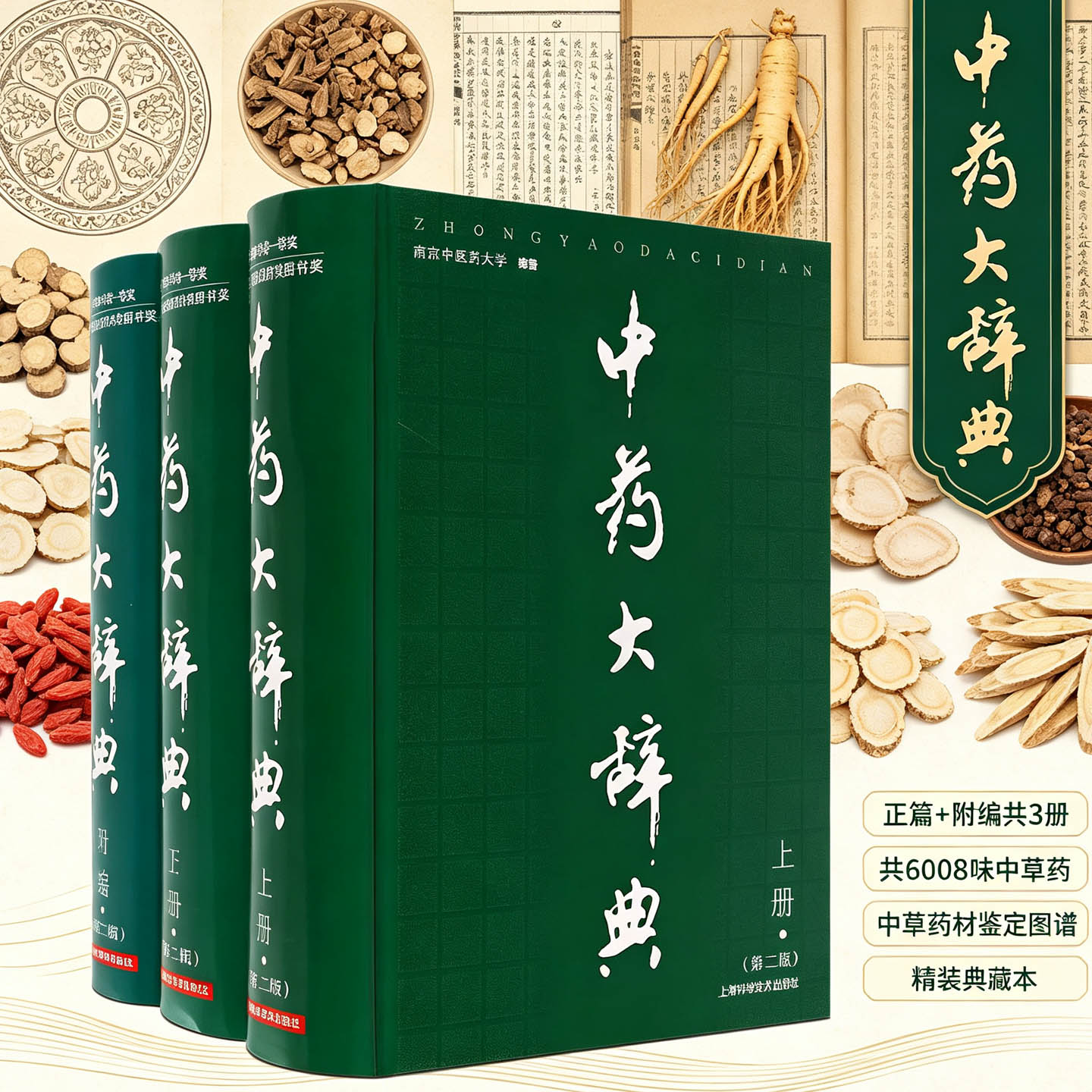 【6008味】中药大辞典+附编3册中国中医药学专业知识中草药材鉴定大全图鉴图谱图解汇编药典词典 品种来源栽培临床研究基础书籍