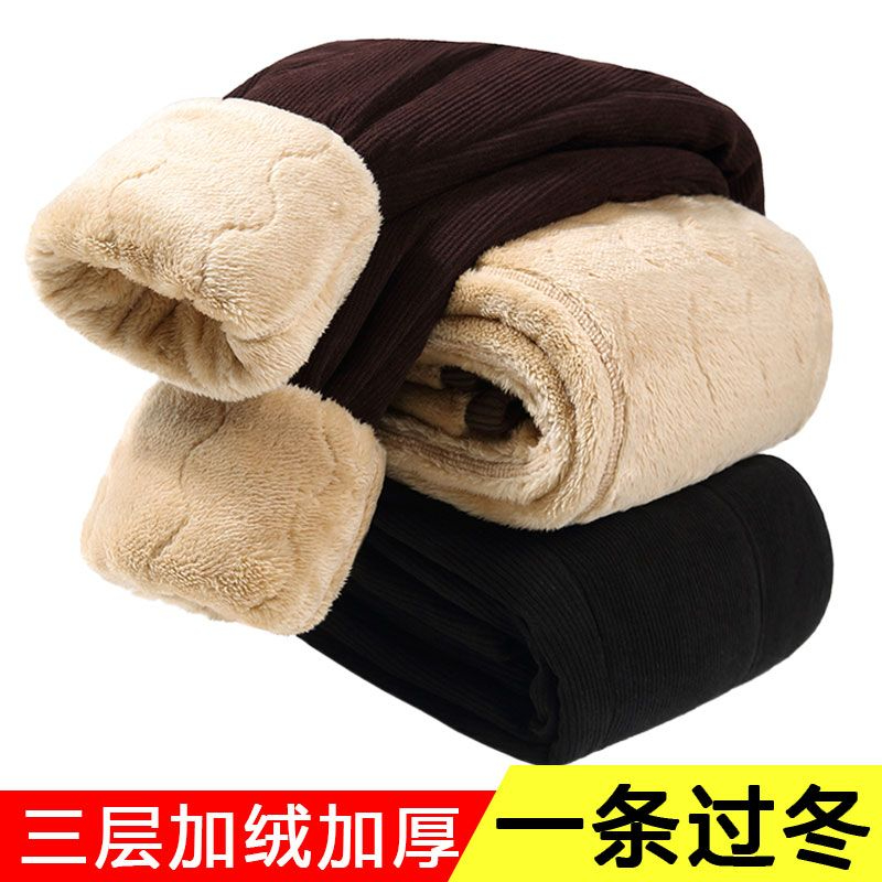 中老年人女裤秋冬季棉裤加绒加厚奶奶大码保暖裤妈妈东北特厚裤子