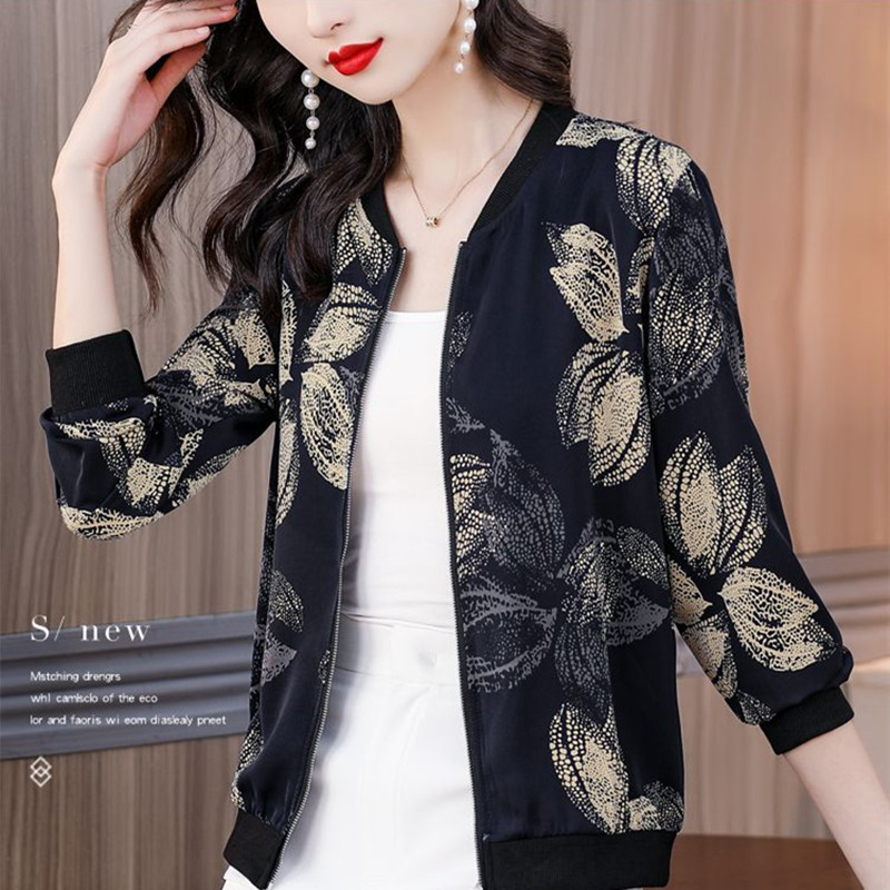 骑车防晒衣服女春夏季休闲夹克棒球服休闲拉链开衫短款雪纺外套女