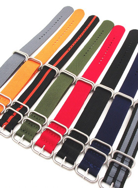 ZULU黑色加厚手表带帆布尼龙帆布表带男女18 20 22 24mm 限时包邮