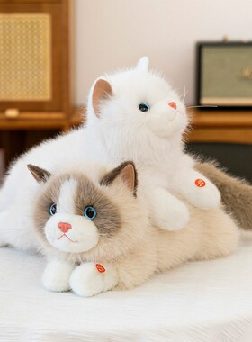 可爱趴趴慵懒布偶猫公仔仿真小猫会叫可发声趣味玩法家居摆件礼物