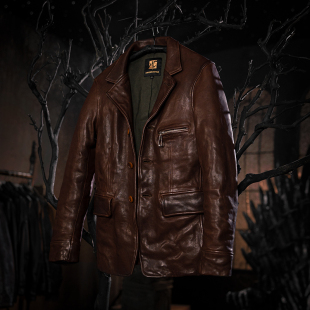 男士 经典 真皮绵羊皮皮衣 领植鞣短款 皮夹克2245 西装 莫臣男装