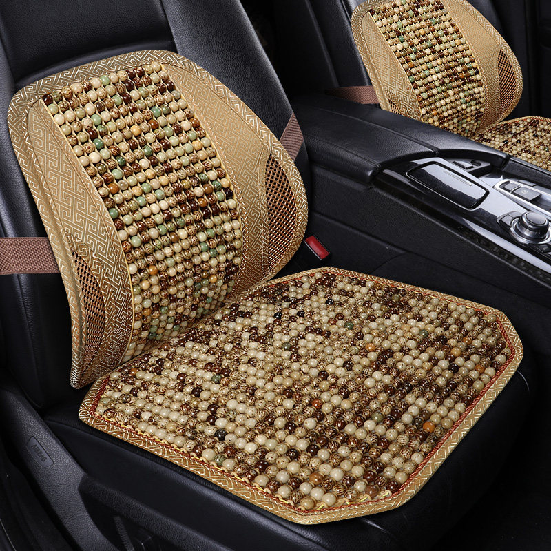 菩提珠子汽车坐垫夏季单座透气车垫夏天腰靠木珠三件套通用凉垫