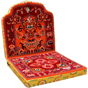 藏式坐垫半羊毛八吉祥上师法座靠背打坐拜垫柔软舒适藏式靠背垫i.