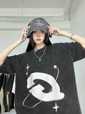 XZ607-1-DT518-P48控价59水洗印花短袖T恤，女装T恤，星座607-1