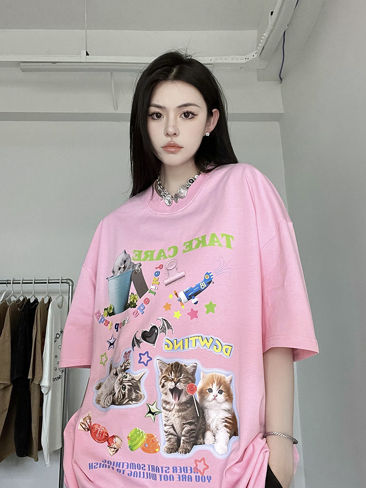 XZ607-1-DT519-P38控价49印花短袖T恤，女装T恤，星座607-1