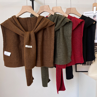 空调房打结搭肩 韩版 新款 纯色针织披肩女春夏外搭裙子衬衫 护肩薄款