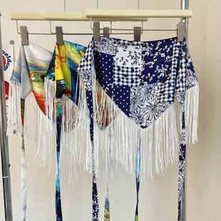 波西米亚民族风三角流苏屁帘女叠穿配裙子腰封腰带装 饰百搭半身裙