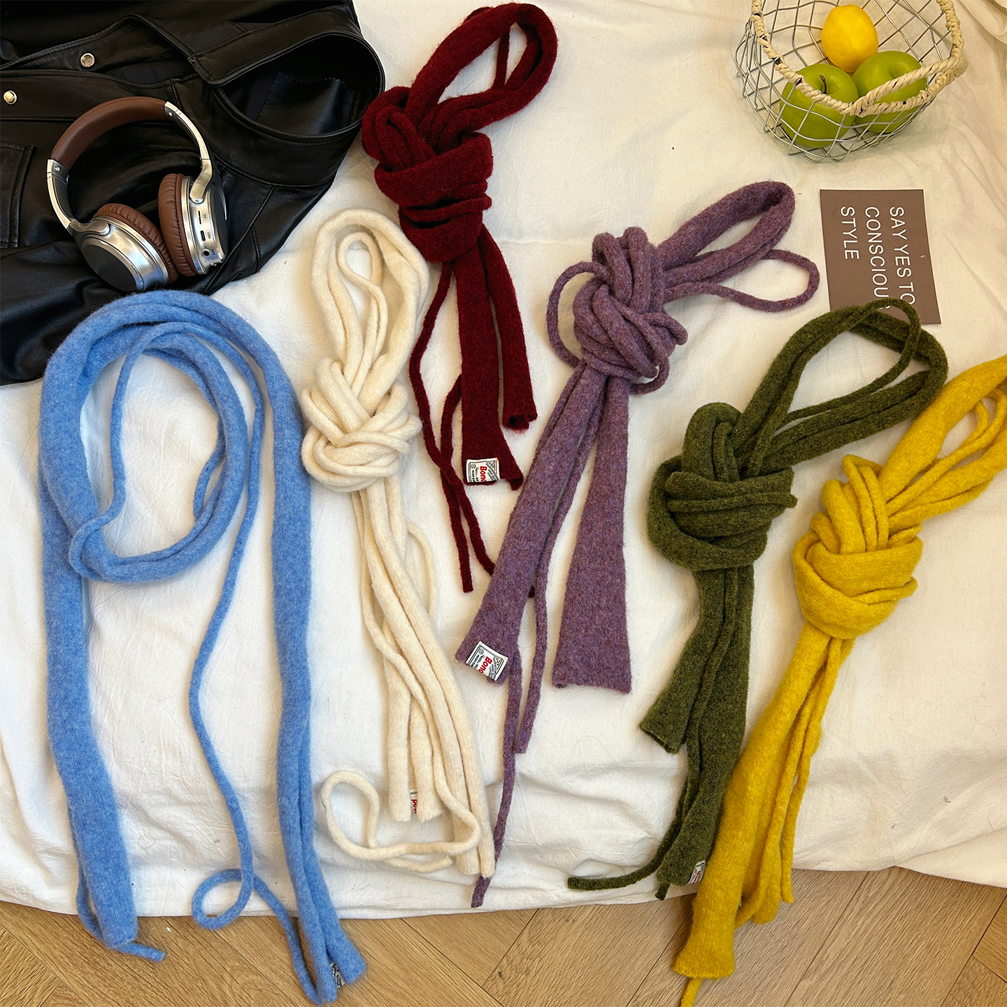 长款细窄围巾女百搭毛绒围脖女