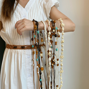 波西米亚民族风高级感编织腰链2025新款 饰百搭女配裙子腰带腰绳 装