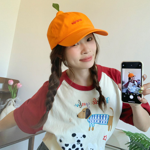 原创可爱搞怪丑橘子棒球帽子女