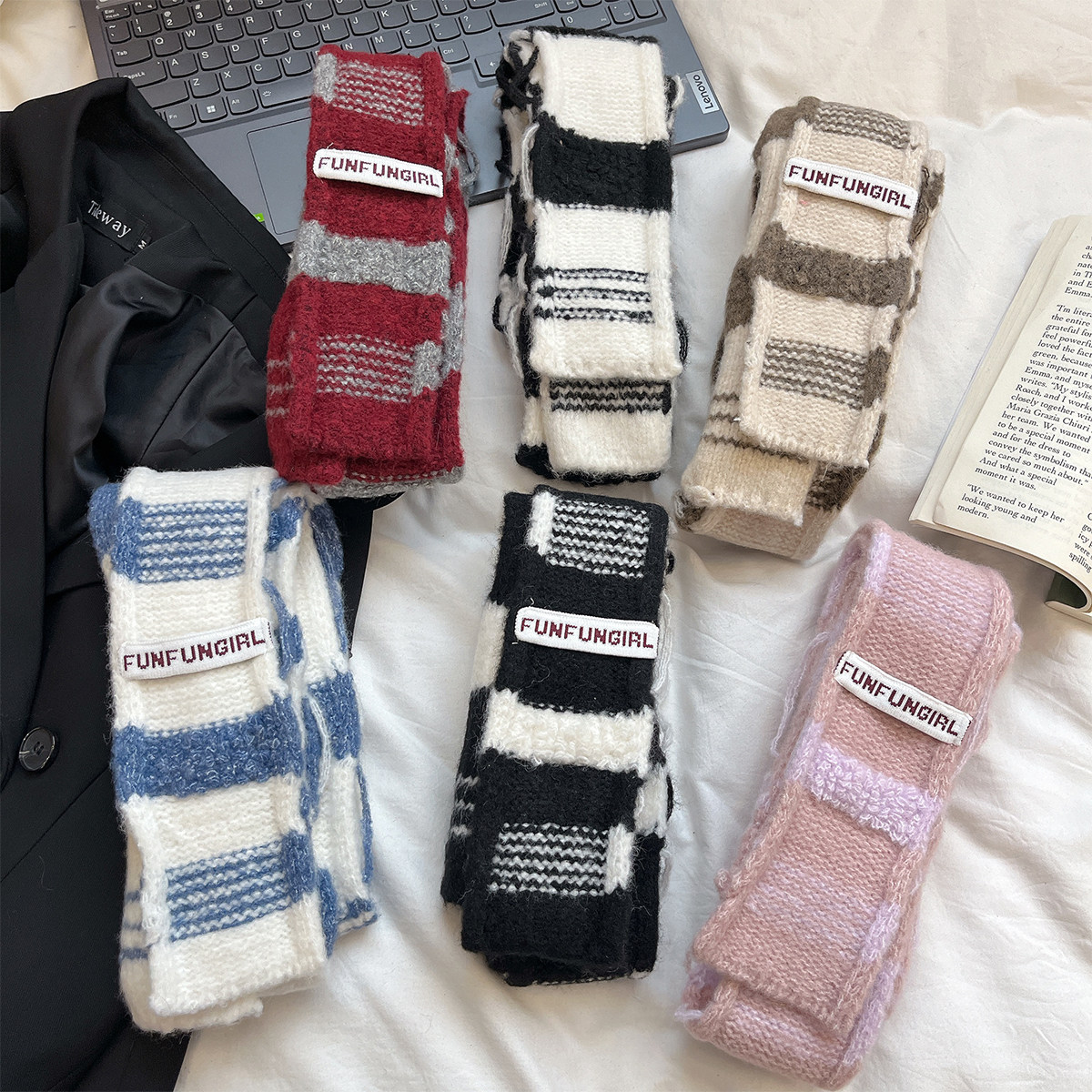 复古时髦设计条纹长款围巾女秋冬y2k辣妹保暖百搭装饰窄版细围脖,服饰配件/皮带/帽子/围巾,围巾/丝巾/披肩,淘宝优惠券,粉丝福利购,淘宝优惠卷