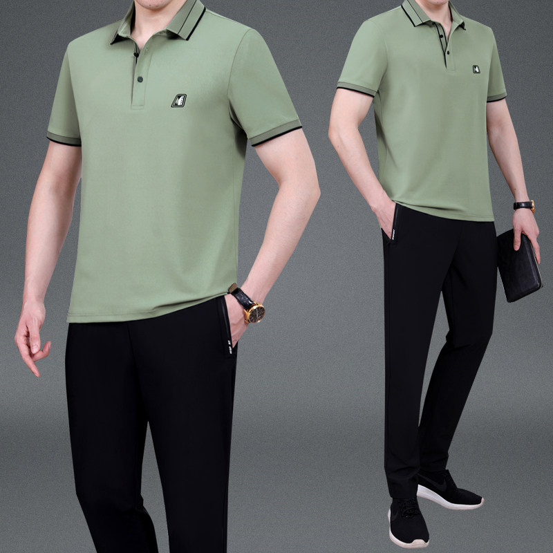 爸爸夏装运动套装男士中老年人夏季新款短袖t恤大码休闲服两件套