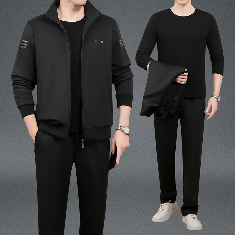 中年男士运动套装春秋季中老年运动服休闲套装男士卫衣爸爸装男装