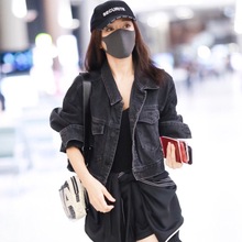 韩版 宽松百搭黑色牛仔外套短款 夹克女潮 2019春秋新款 ins明星同款