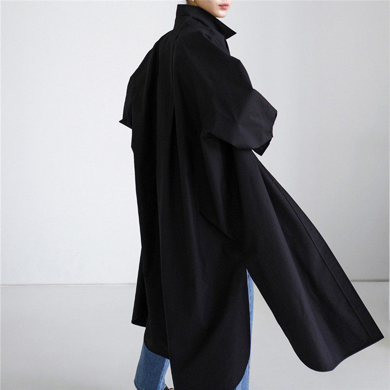 春装新款韩国chic慵懒风立领单排扣棉麻休闲中长款外套M-XL斤