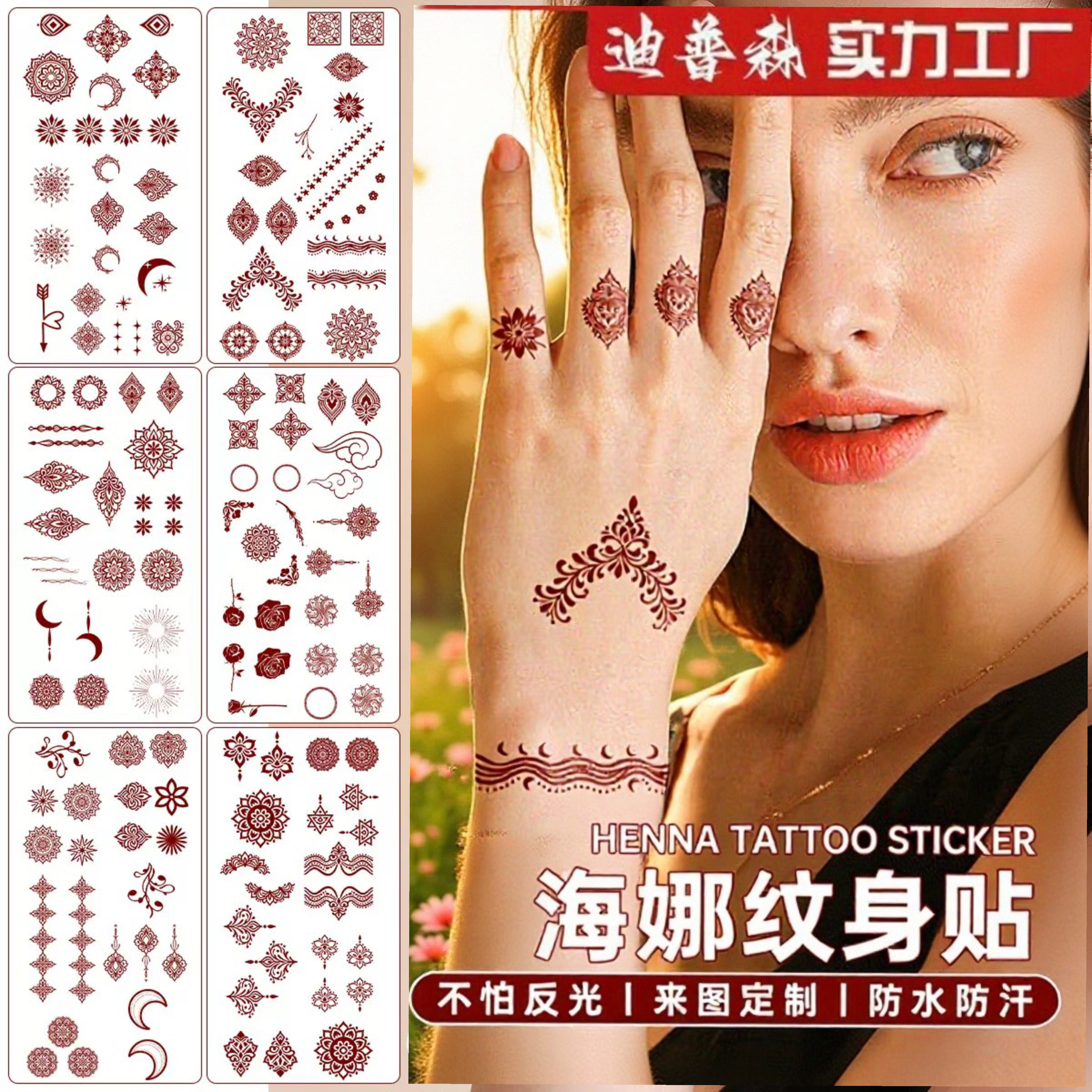 新款印度海娜纹身贴纸防水持久女其它彩妆