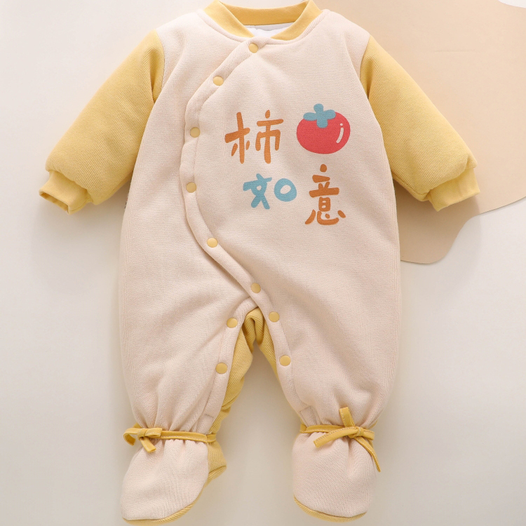 新出生婴儿冬季加厚连体包脚衣服