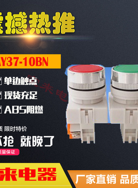 按钮开关 电源启动自复位开关 LAY37-10BN Y090-10BN 1常开 22MM