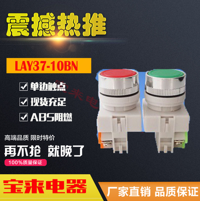 按钮开关 电源启动自复位开关 LAY37-10BN Y090-10BN 1常开 22MM