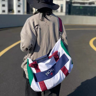 拉链斜跨包手提包多功能大容量珠帆布包包 W潮流男女款 NOAH 22A