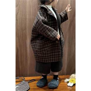 韩国波拉专柜羊绒大衣男童女童2025冬连帽中长款双面穿小小童外套