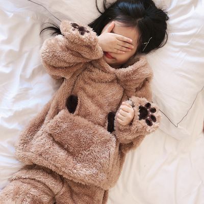 儿童珊瑚绒睡衣男女童冬季家居服