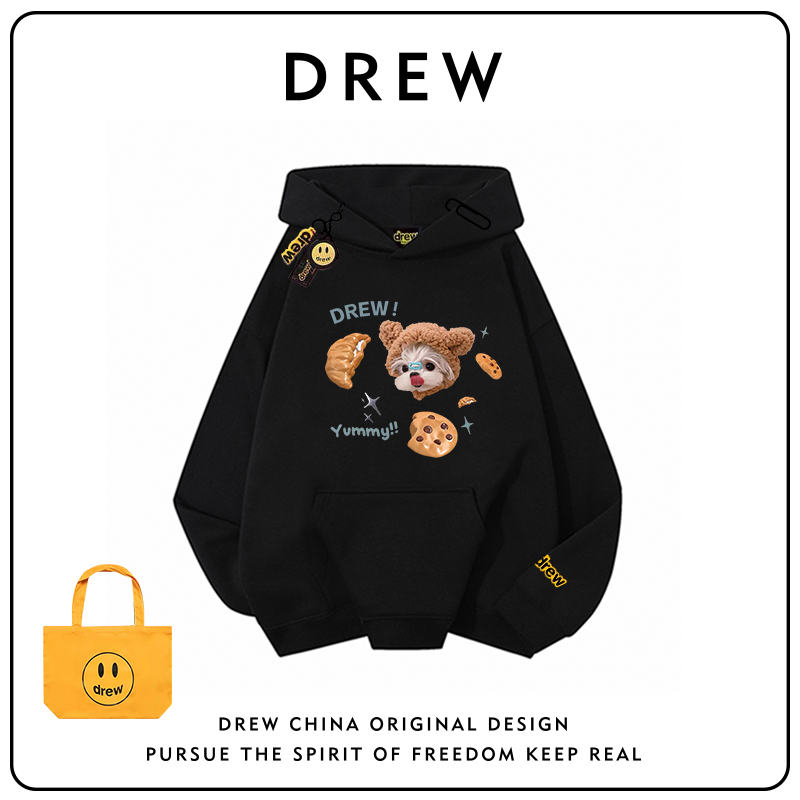 drew美式潮牌卡通连帽卫衣