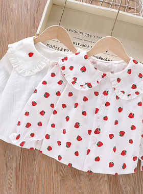 2026年春秋女童衬衫女宝宝长袖纯棉可爱甜美娃娃领上衣洋气公主潮