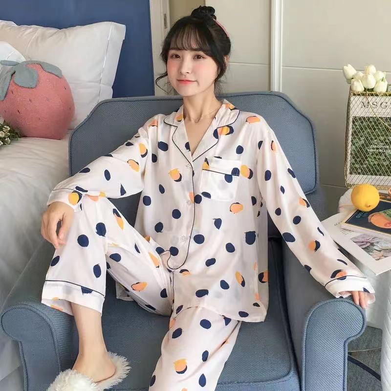 新款ins睡衣女夏韩版春秋季甜美可爱网红长袖开衫长裤家居服套装