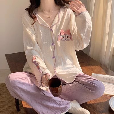甜美日系开衫春秋款睡衣女款网红风2026年新款家居服秋季长袖套装