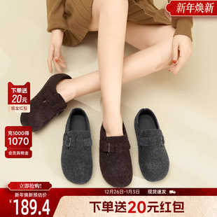 不累脚豆豆鞋 戈美其复古加绒勃肯鞋 百搭气质单鞋 新款 女2025秋冬季