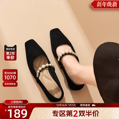 戈美其法式玛丽珍小皮鞋女2025新款秋季粗跟黑色单鞋高跟不累脚