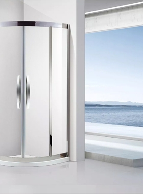 淋浴房圆弧扇形不锈钢整体弧形淋浴房隔干湿分离钢化玻璃门洗澡房