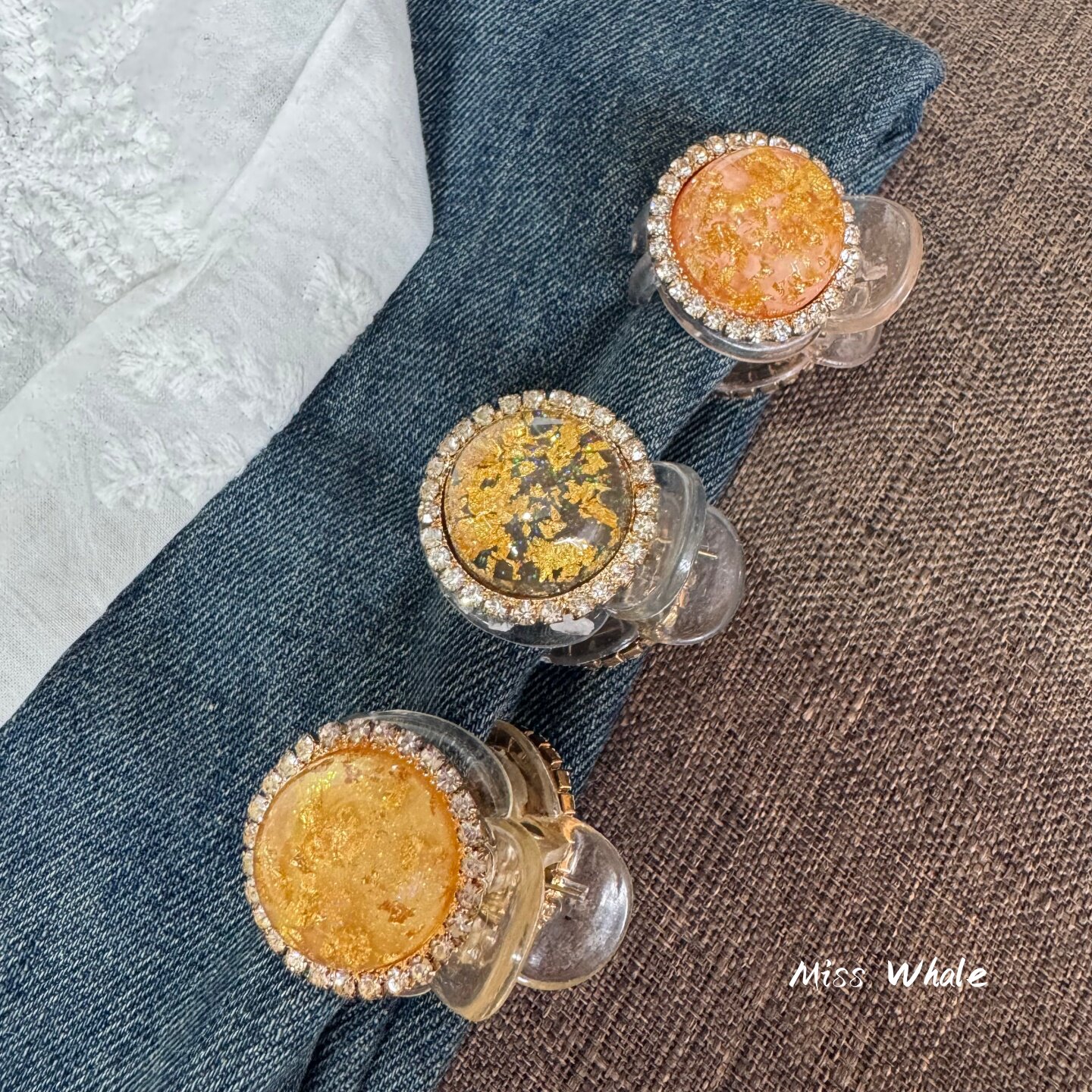 韩国ins金箔珍珠水钻迷你抓夹高级感碎发刘海夹轻奢闪钻顶夹发饰