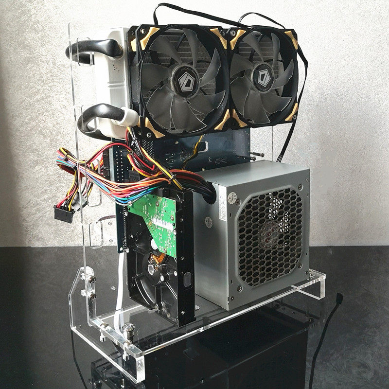 电脑机箱透明亚克力电脑主板diy改装开放支架水冷立式裸奔机箱atx