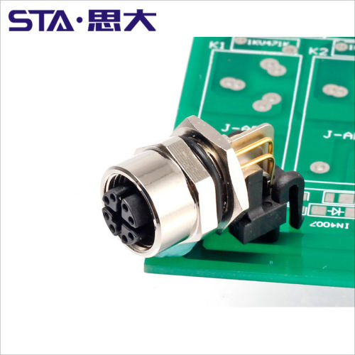 千兆网络M12 8芯X编码防水连接器弯针公母座X型金属直弯航空插头