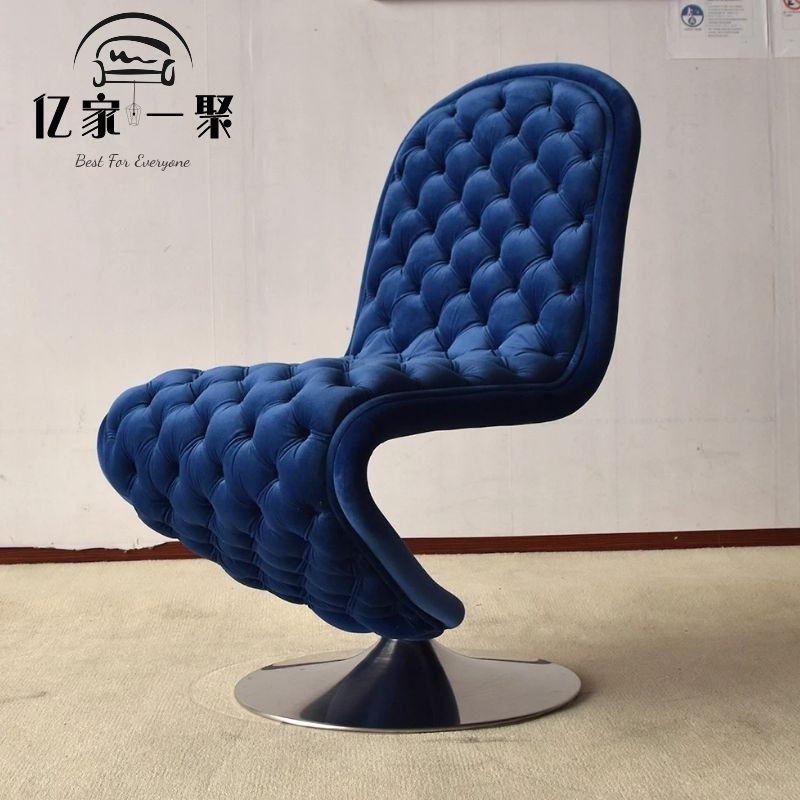 现货system 设计师家具蛇形金属s造型拉扣休闲椅样板房接待洽谈椅